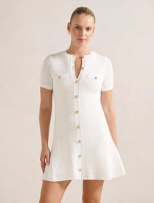 Rosa Stitch Interest Knit Mini Dress Porcelain
