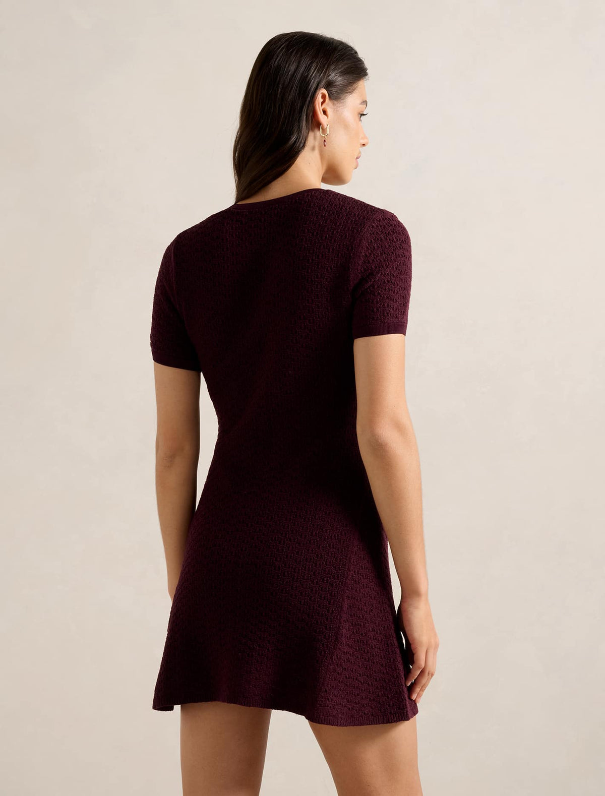 Rosa Stitch Interest Knit Mini Dress Berry