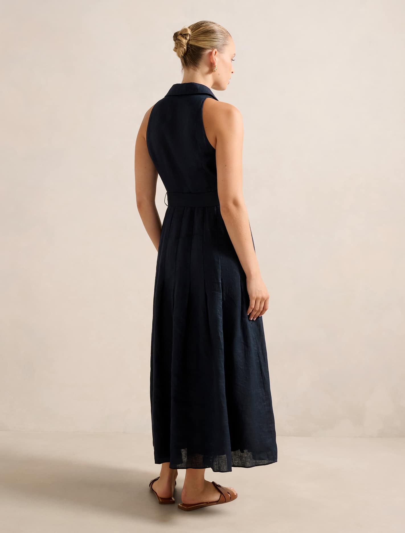 Lindsey Linen Tennis Dress Navy