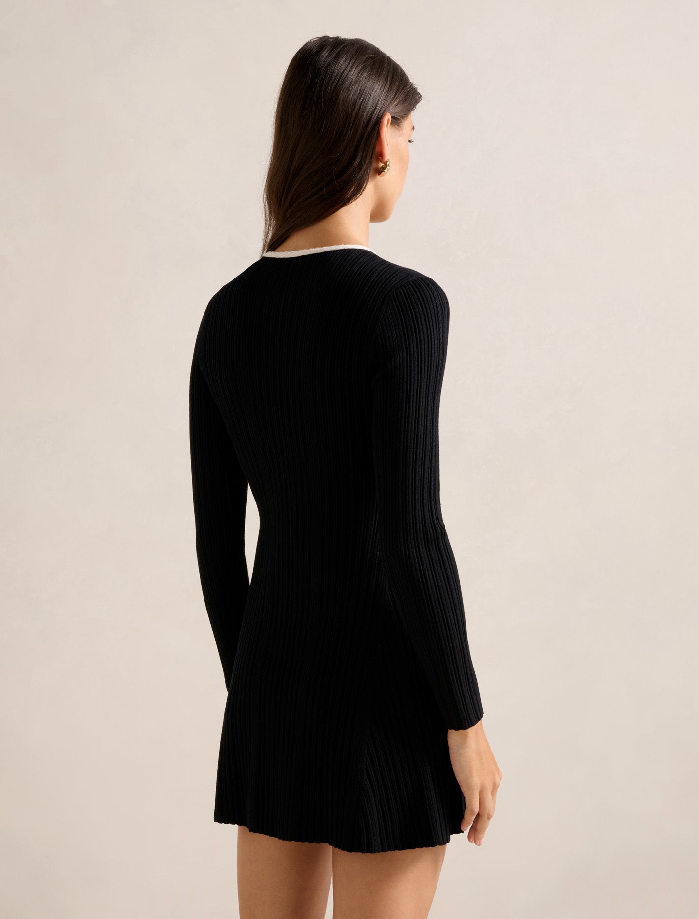 Brielle Fit and Flare Knit Mini Dress Black
