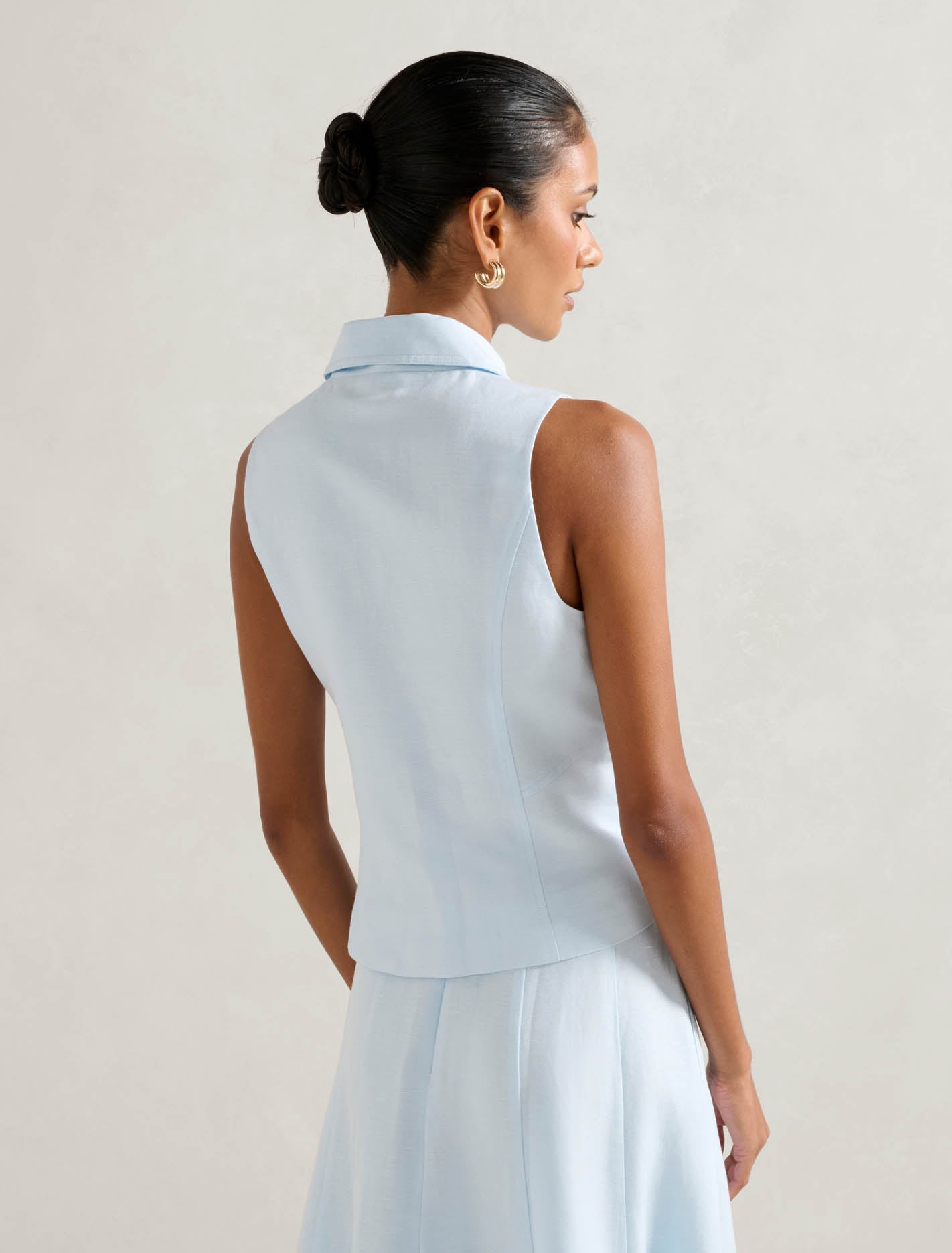Felicity Petite Zip Front Halter Top Ice Water Co-ord