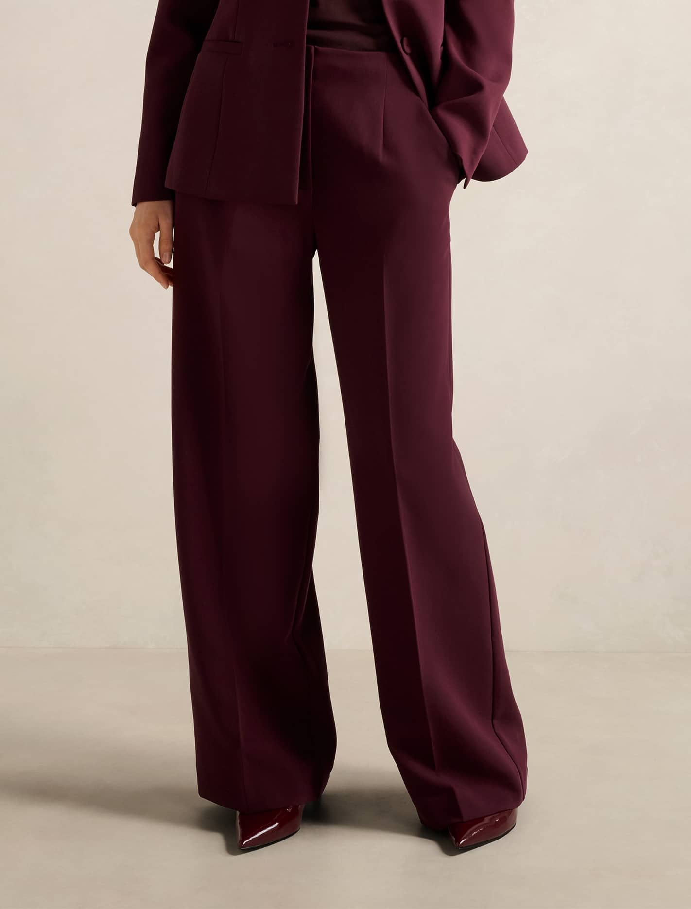 Lee Wide Leg Pant Cherry Lacquer Suit