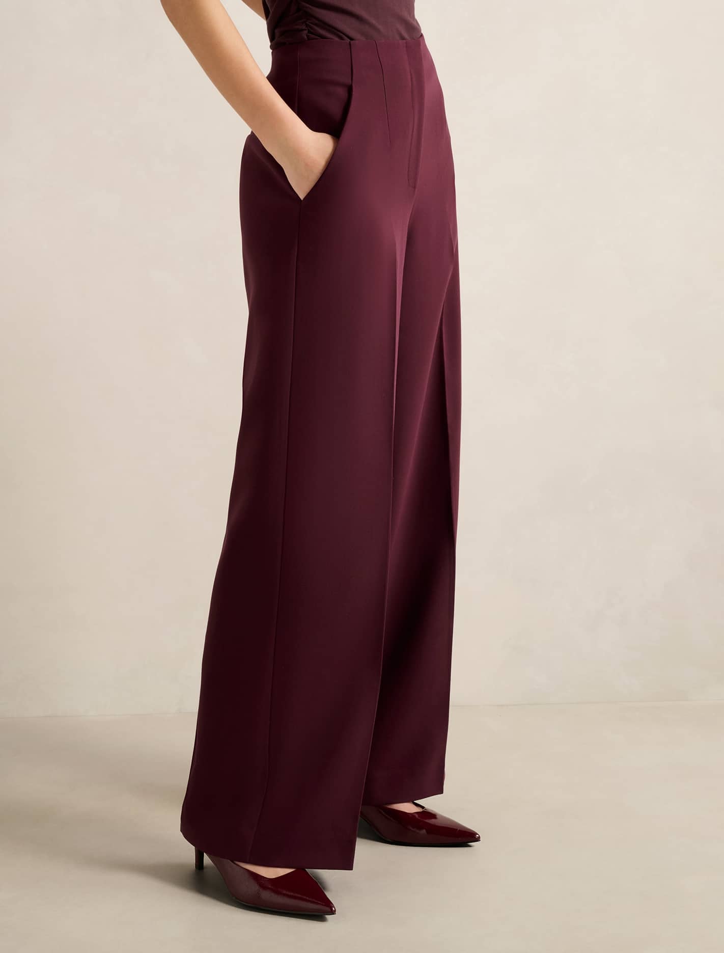 Lee Wide Leg Pant Cherry Lacquer Suit