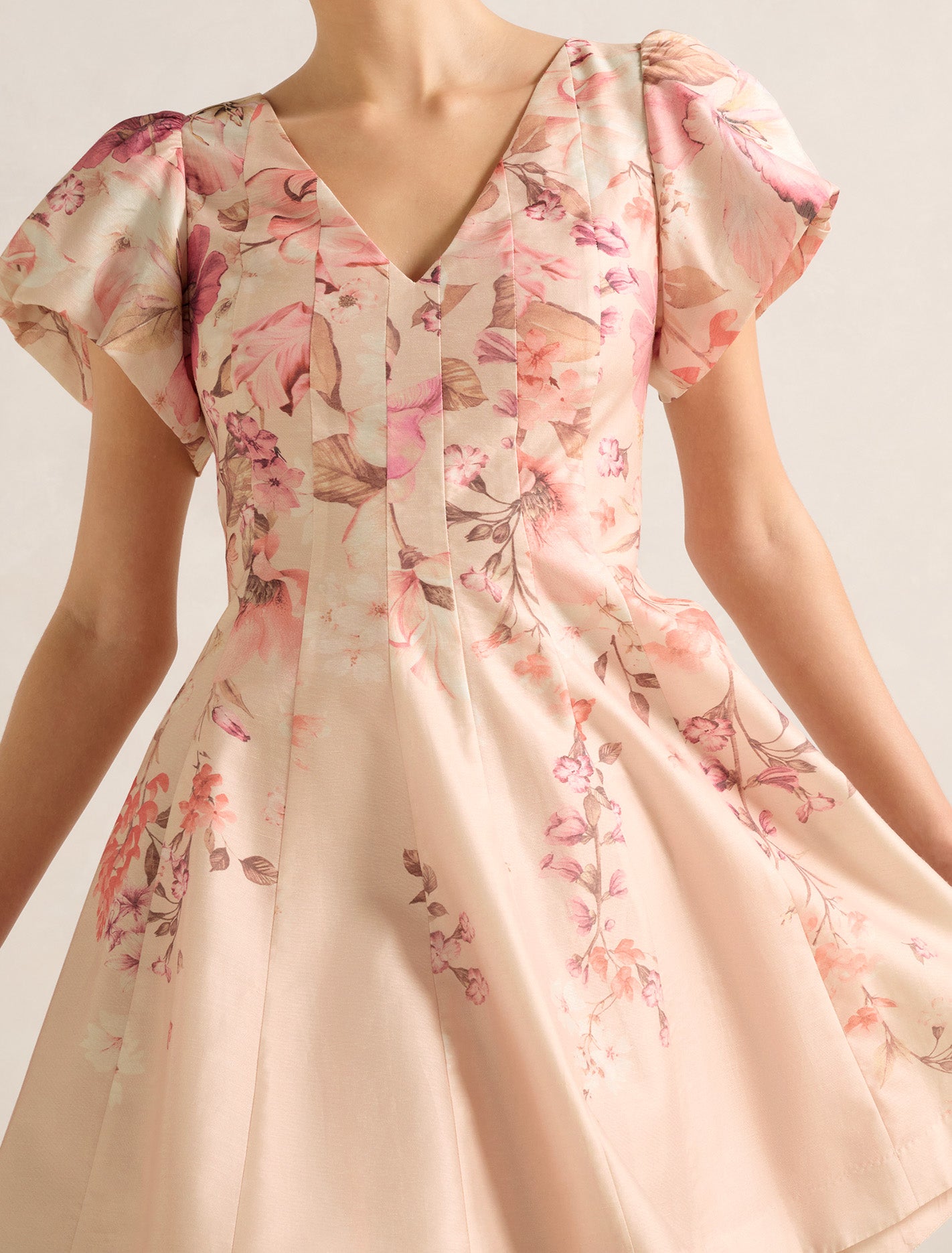 Camden Puff Sleeve Mini Pink Mila Floral
