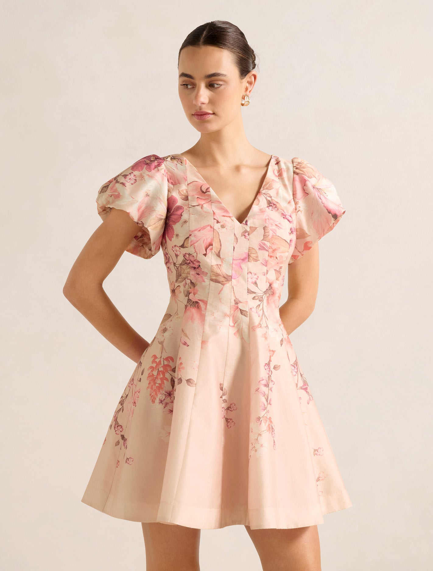Camden Puff Sleeve Mini Pink Mila Floral