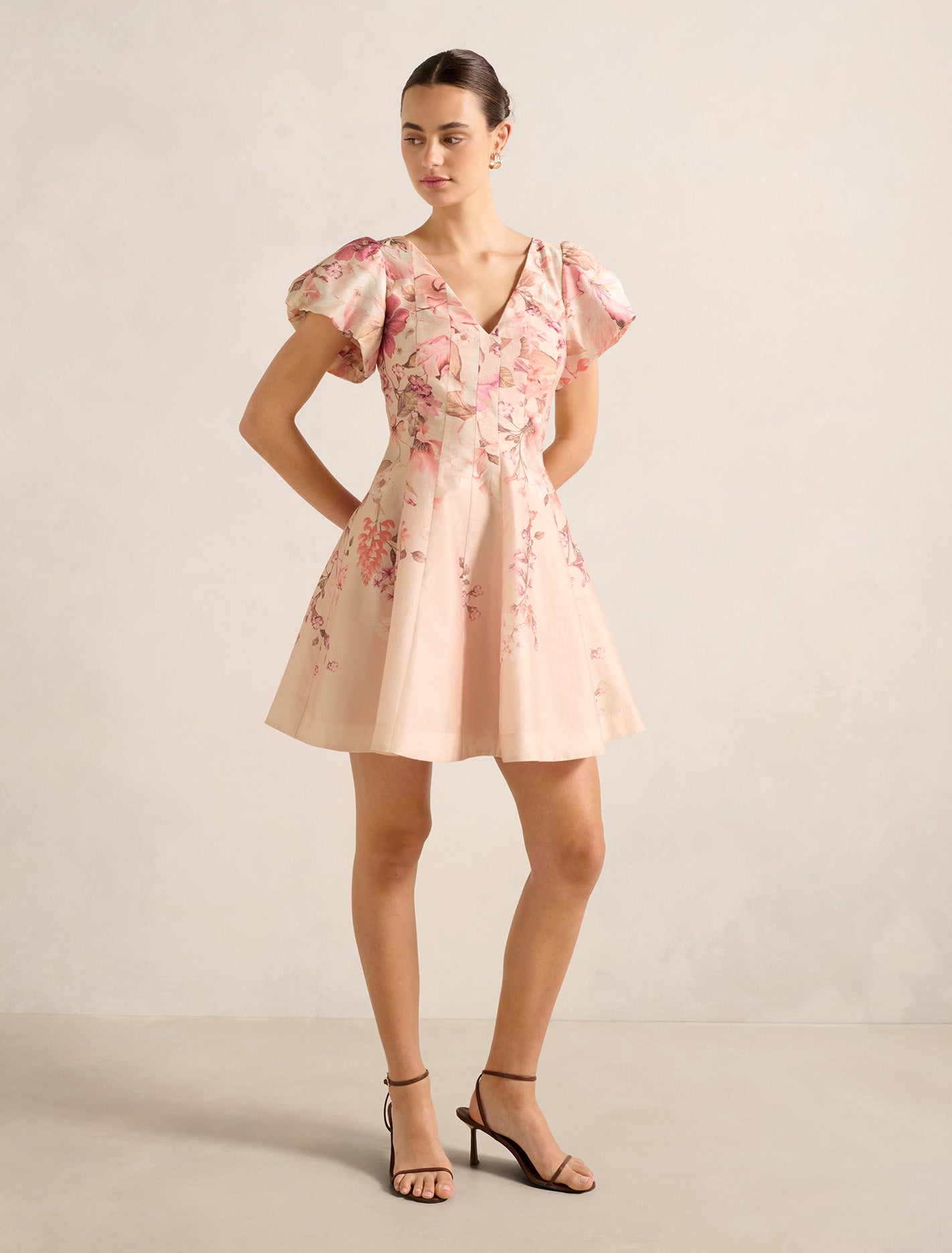 Camden Puff Sleeve Mini Pink Mila Floral