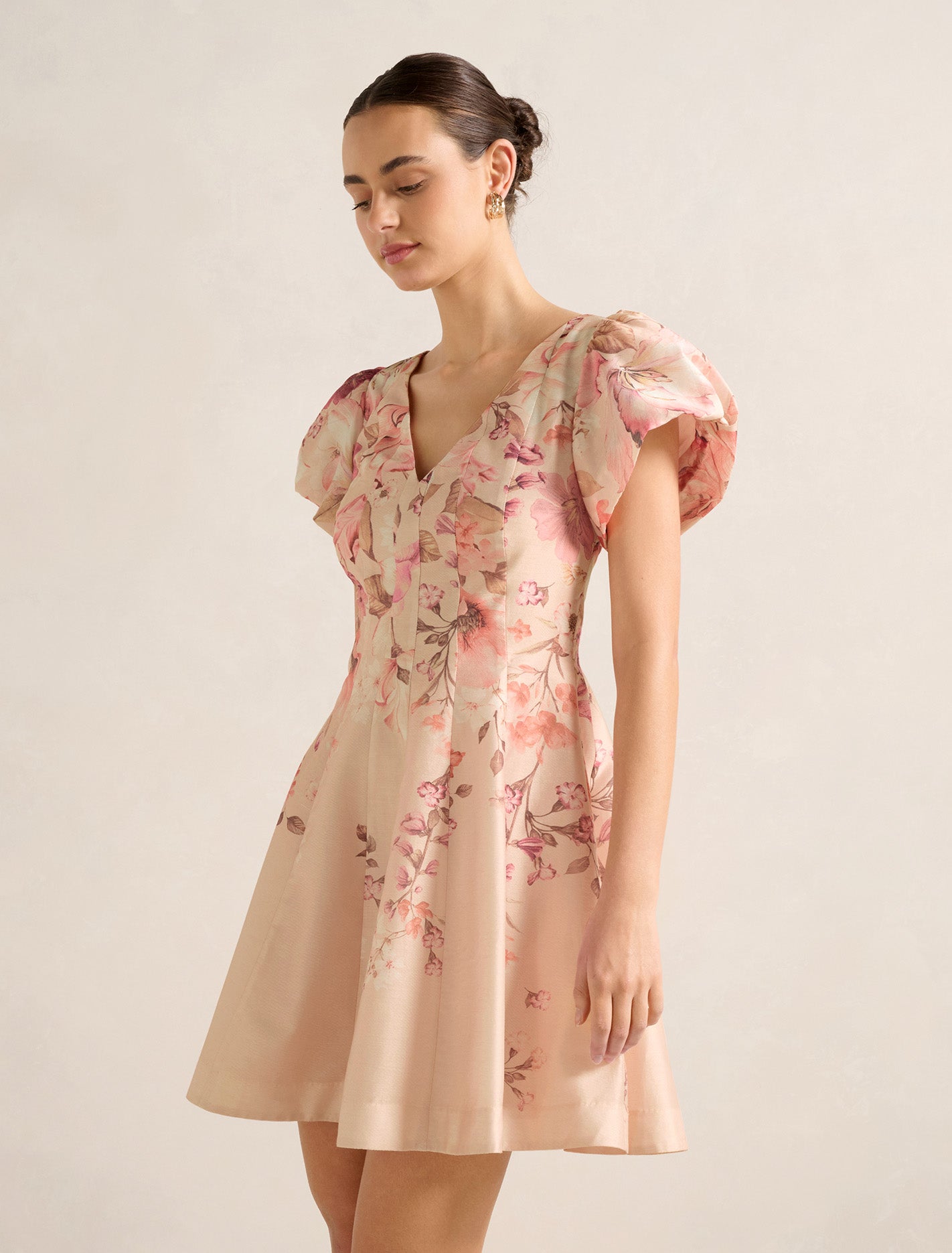 Camden Puff Sleeve Mini Pink Mila Floral