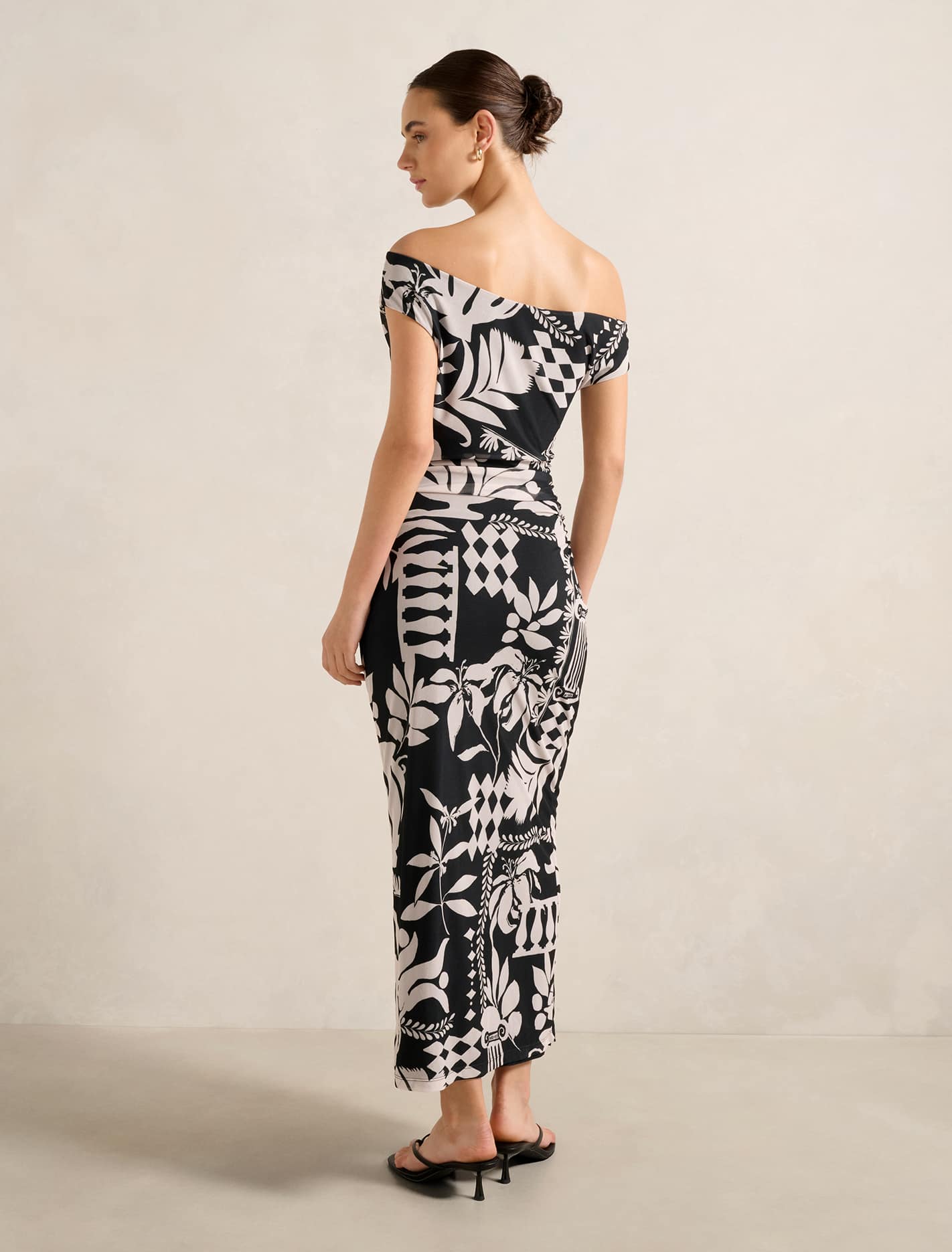 Gisella Tipped Mesh Midi Dress Mono Rhodes Collage