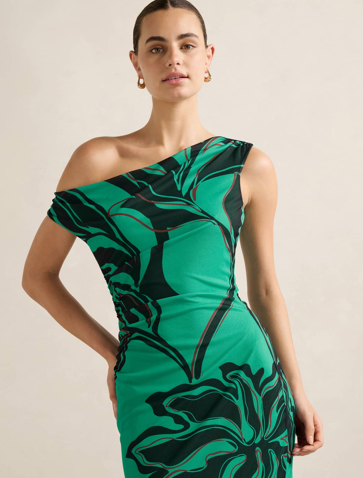 Gisella Tipped Mesh Midi Dress Mora Stencil