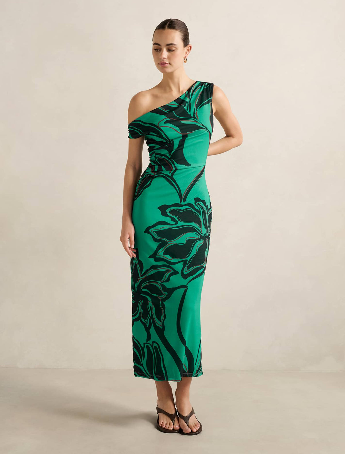 Gisella Tipped Mesh Midi Dress Mora Stencil