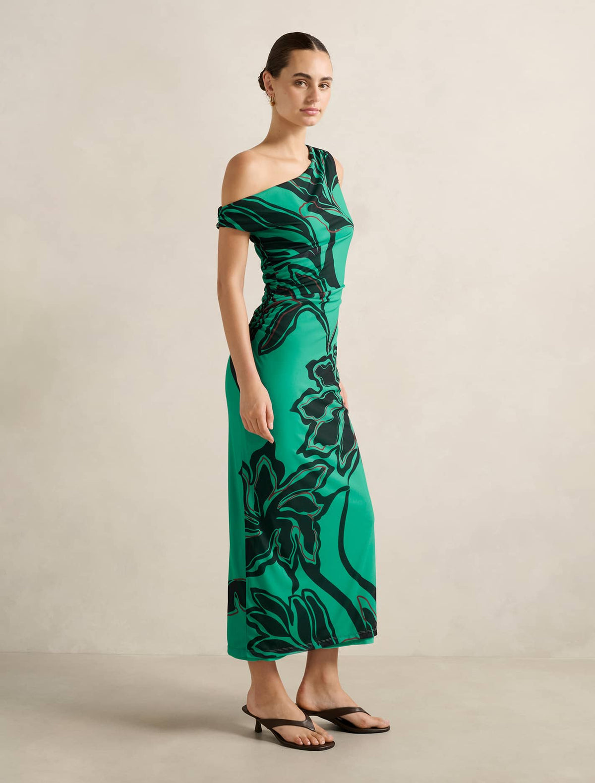 Gisella Tipped Mesh Midi Dress Mora Stencil