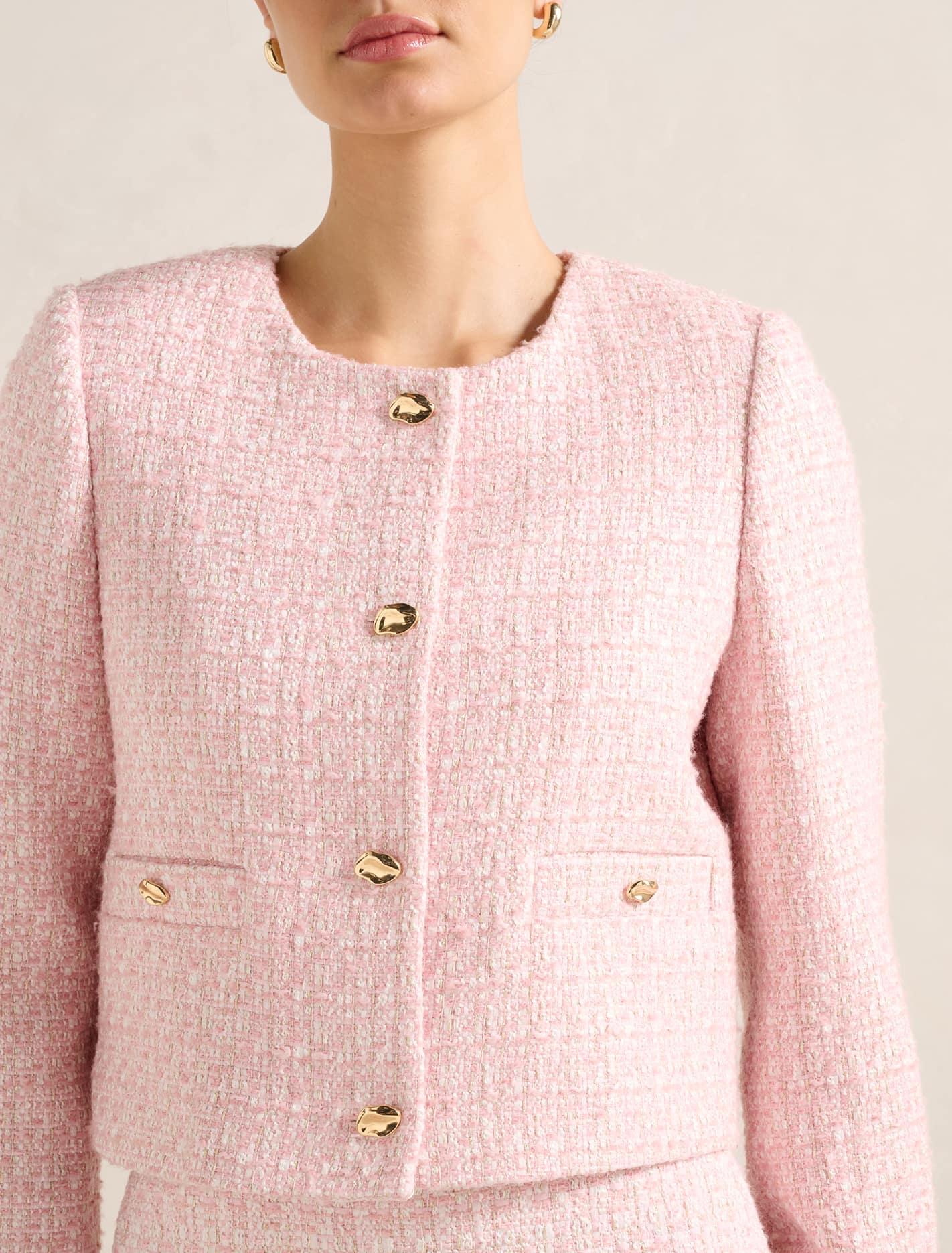 Lisa Boucle Jacket Pink Boucle Suit