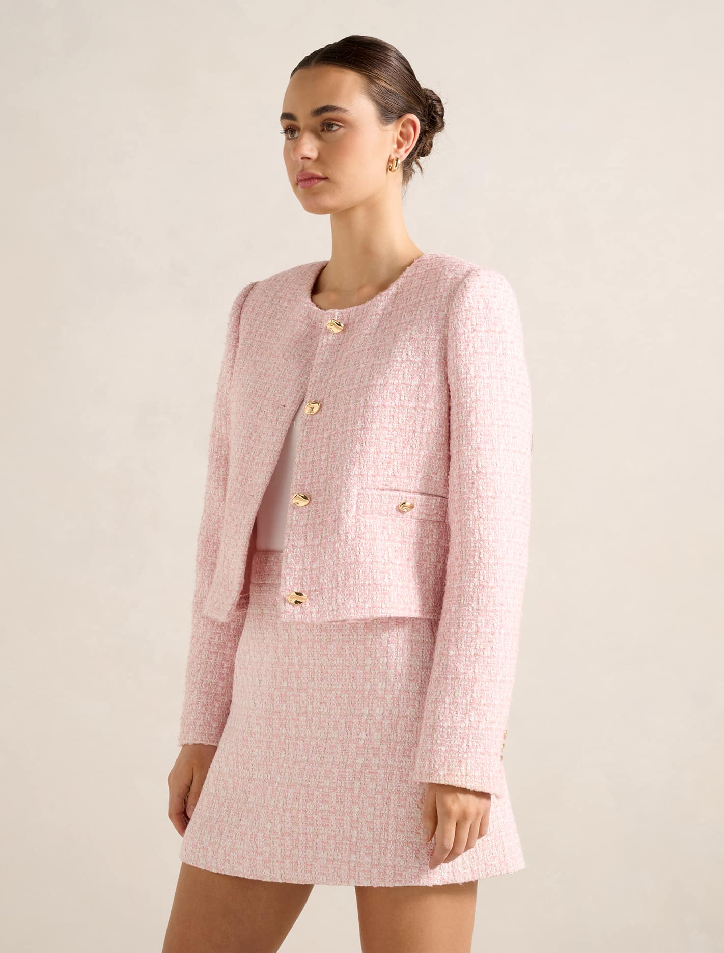 Lisa Boucle Jacket Pink Boucle Suit