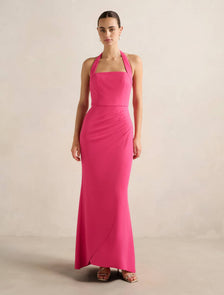 Willow Halter Wrap Maxi Fuchsia