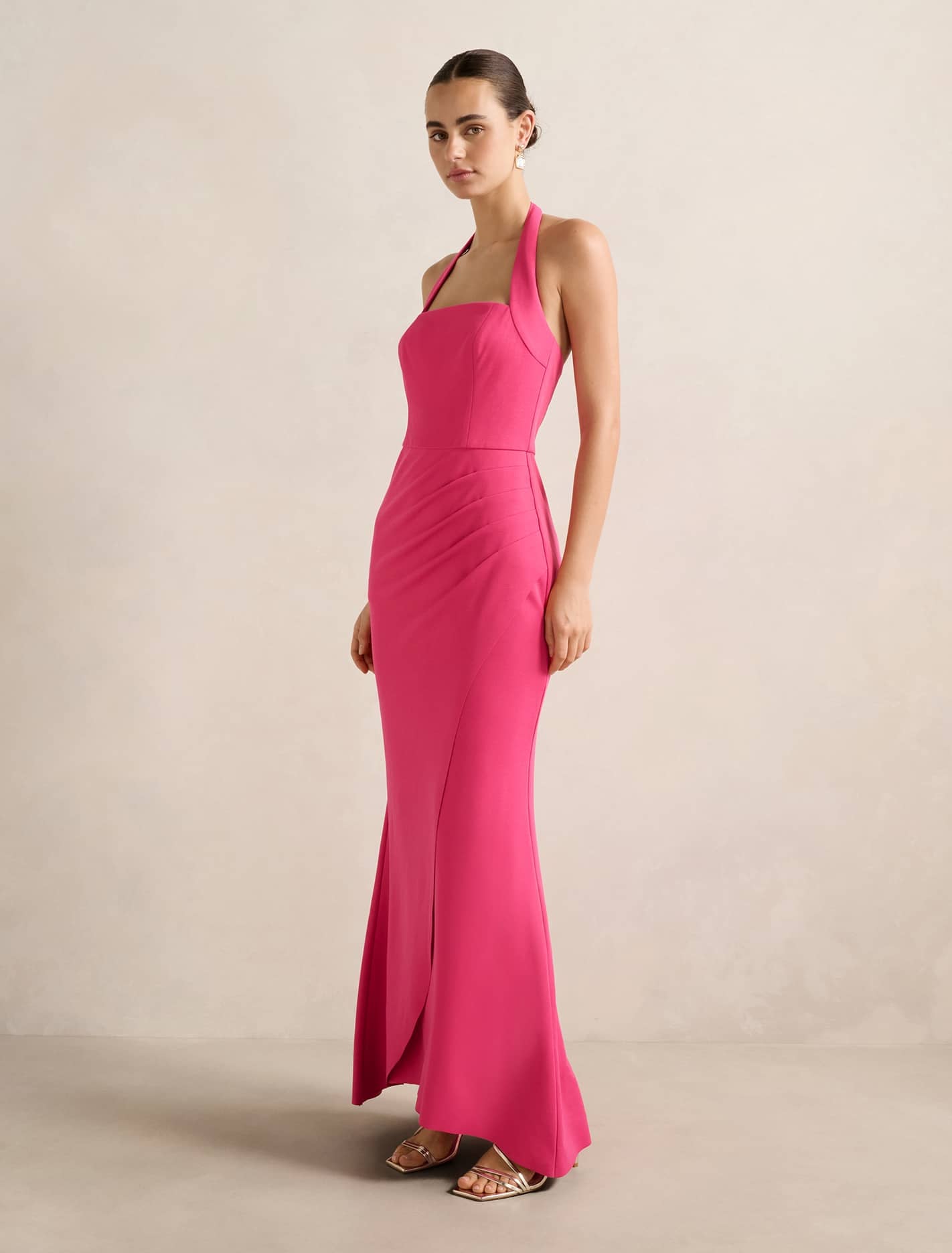 Willow Halter Wrap Maxi Fuchsia