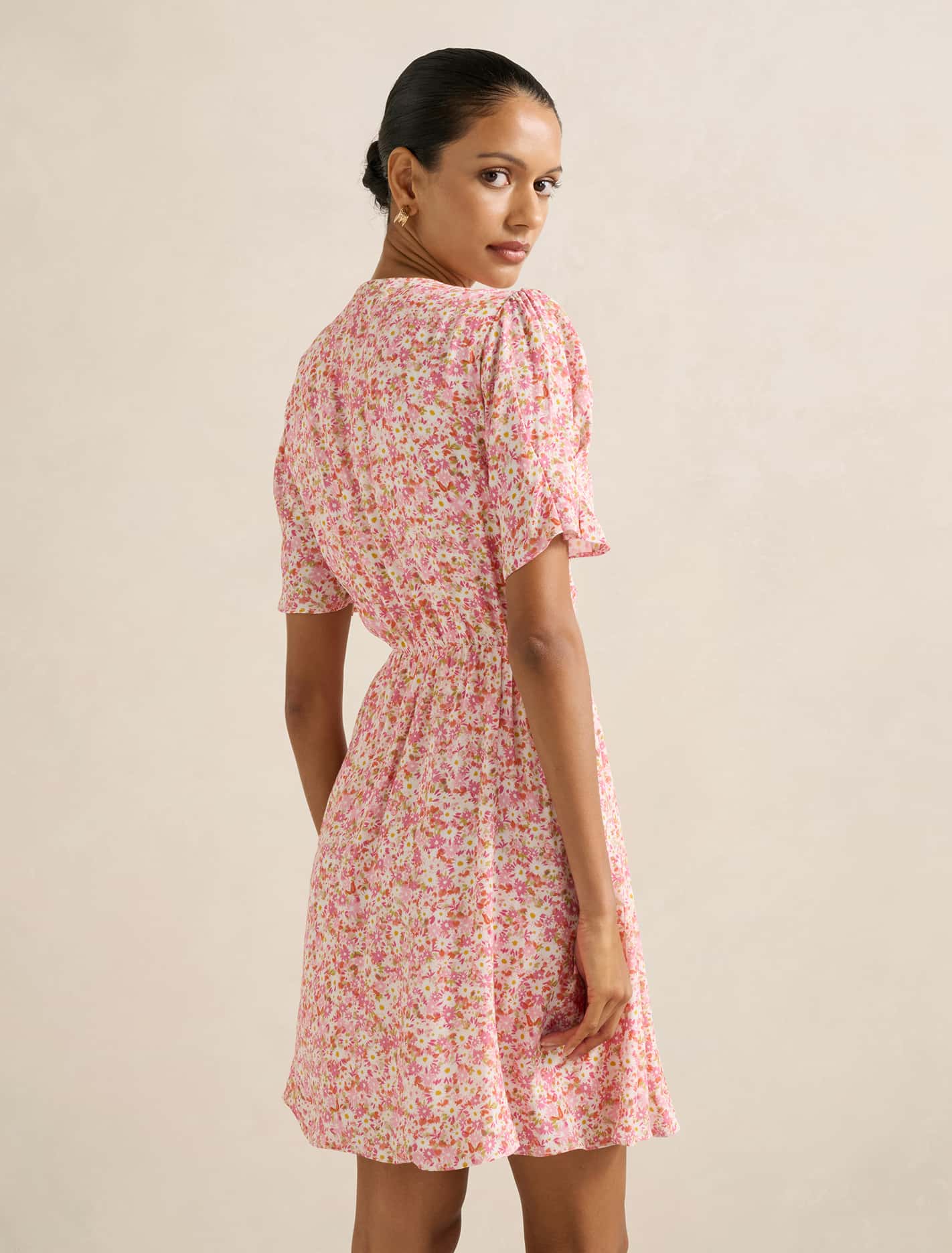 Saffron Petite Printed Sun Dress Pink Avenue Ditsy
