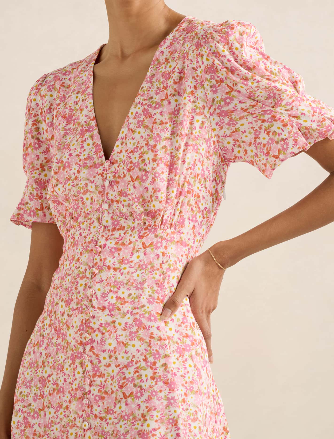 Saffron Petite Printed Sun Dress Pink Avenue Ditsy