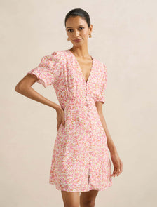 Saffron Petite Printed Sun Dress Pink Avenue Ditsy