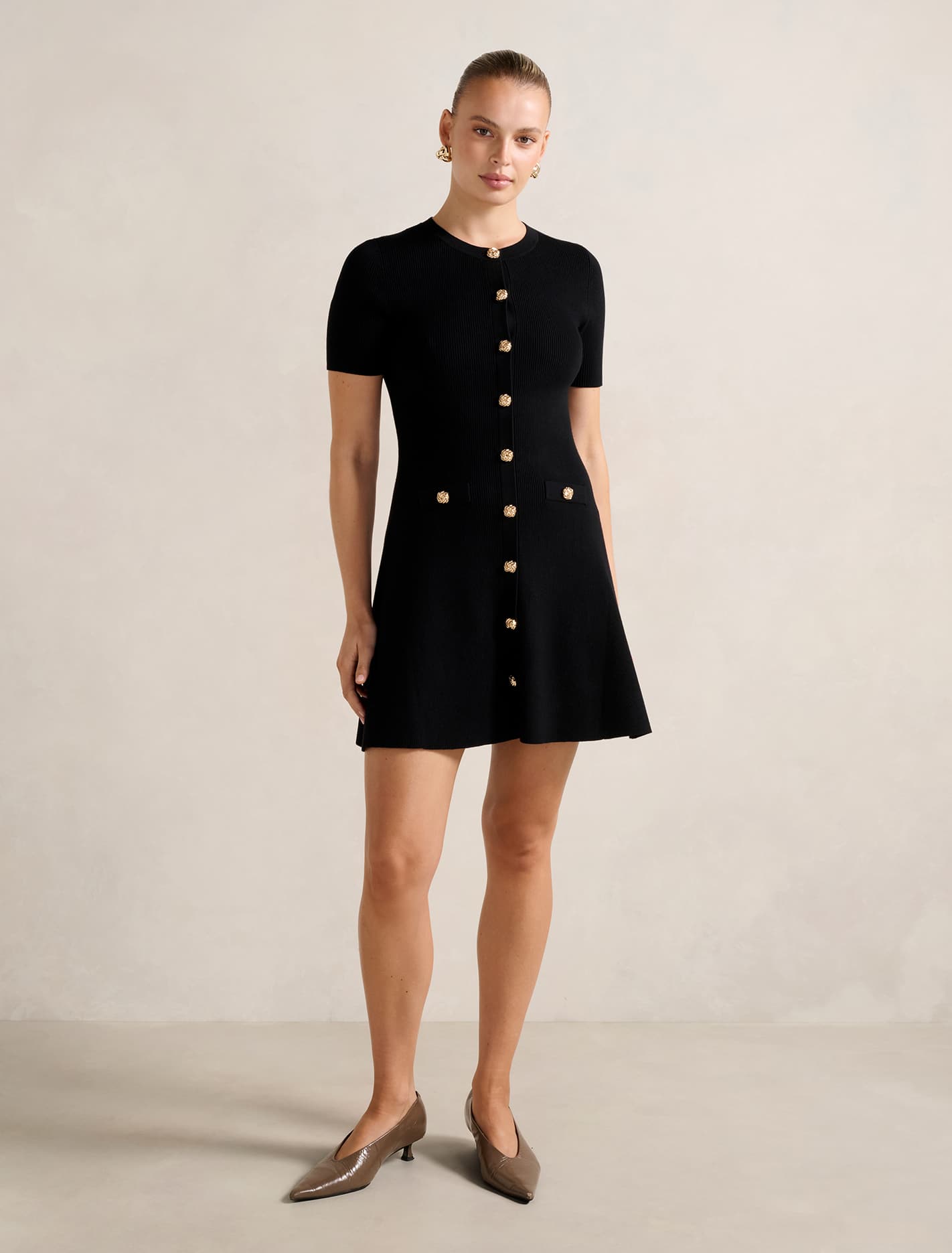 Mallory Knitted Mini Dress Black
