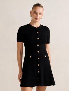 Mallory Knitted Mini Dress Black