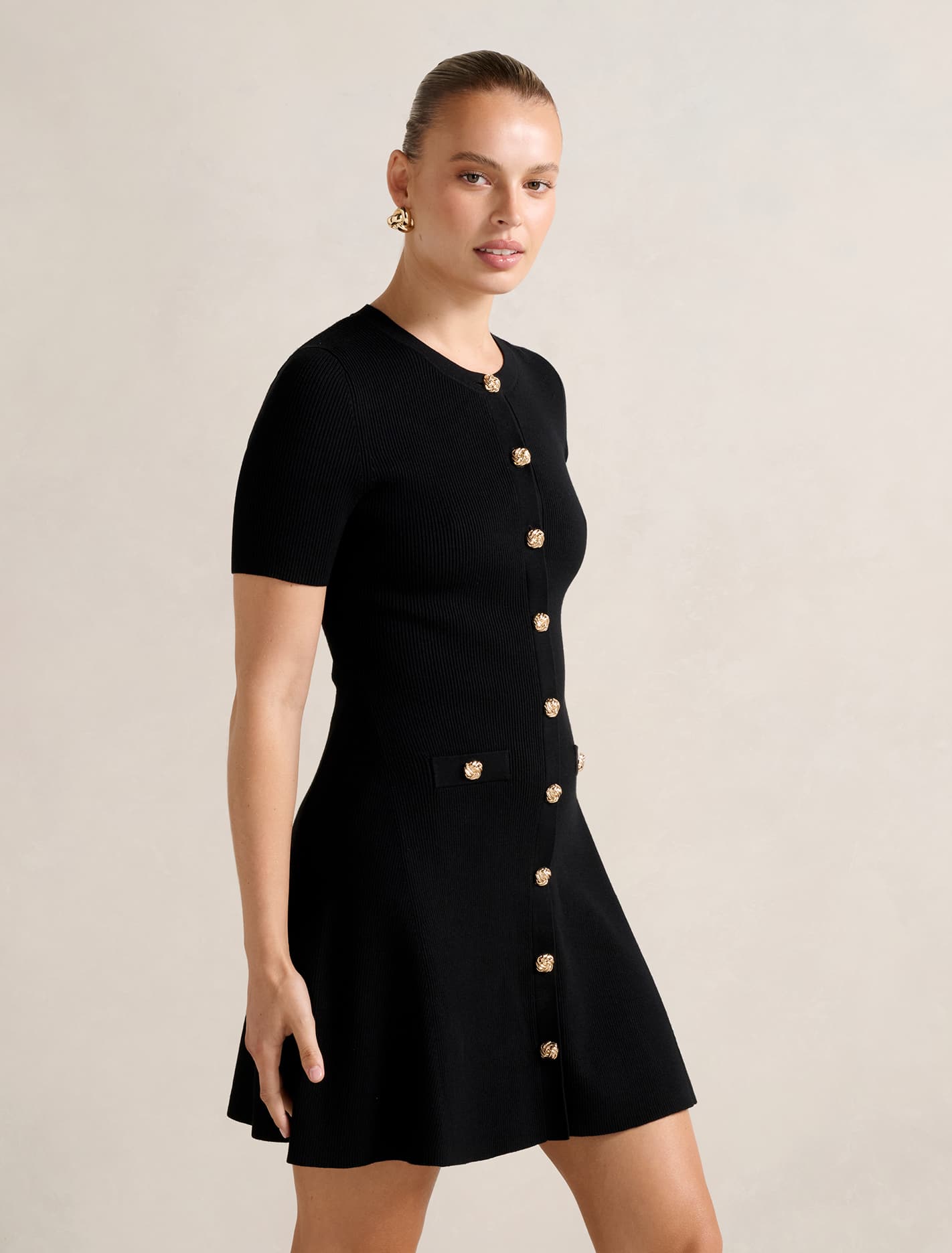 Mallory Knitted Mini Dress Black