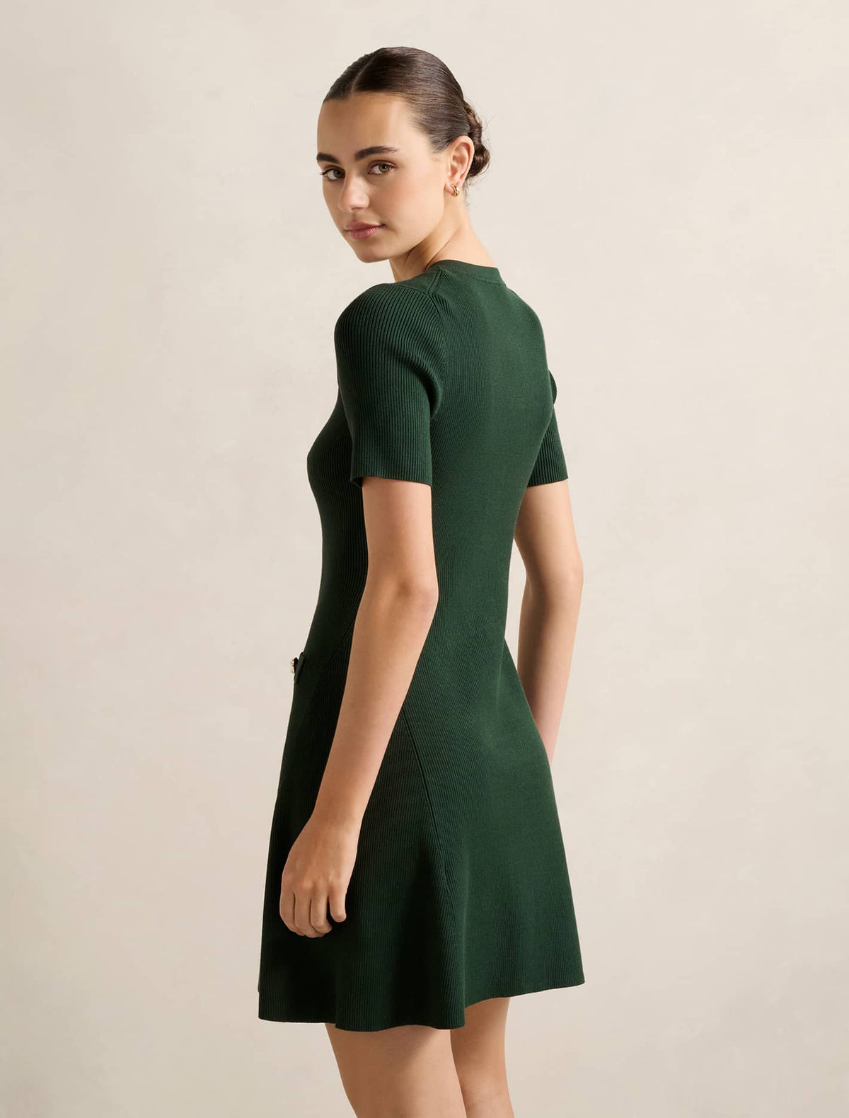 Mallory Knitted Mini Dress Deep Green