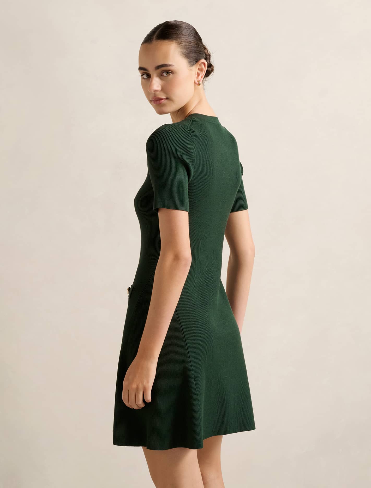 Mallory Knitted Mini Dress Deep Green