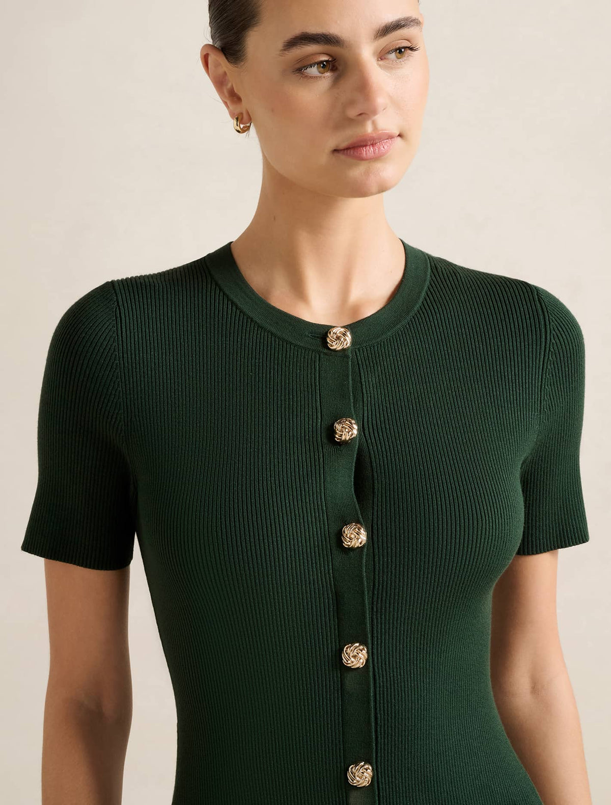 Mallory Knitted Mini Dress Deep Green