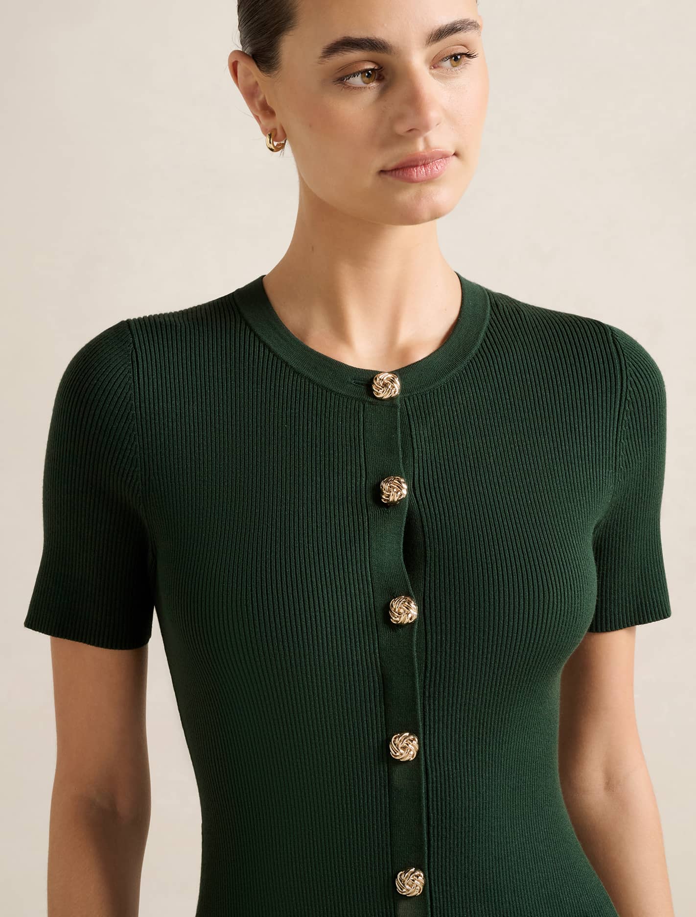 Mallory Knitted Mini Dress Deep Green