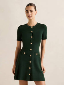 Mallory Knitted Mini Dress Deep Green