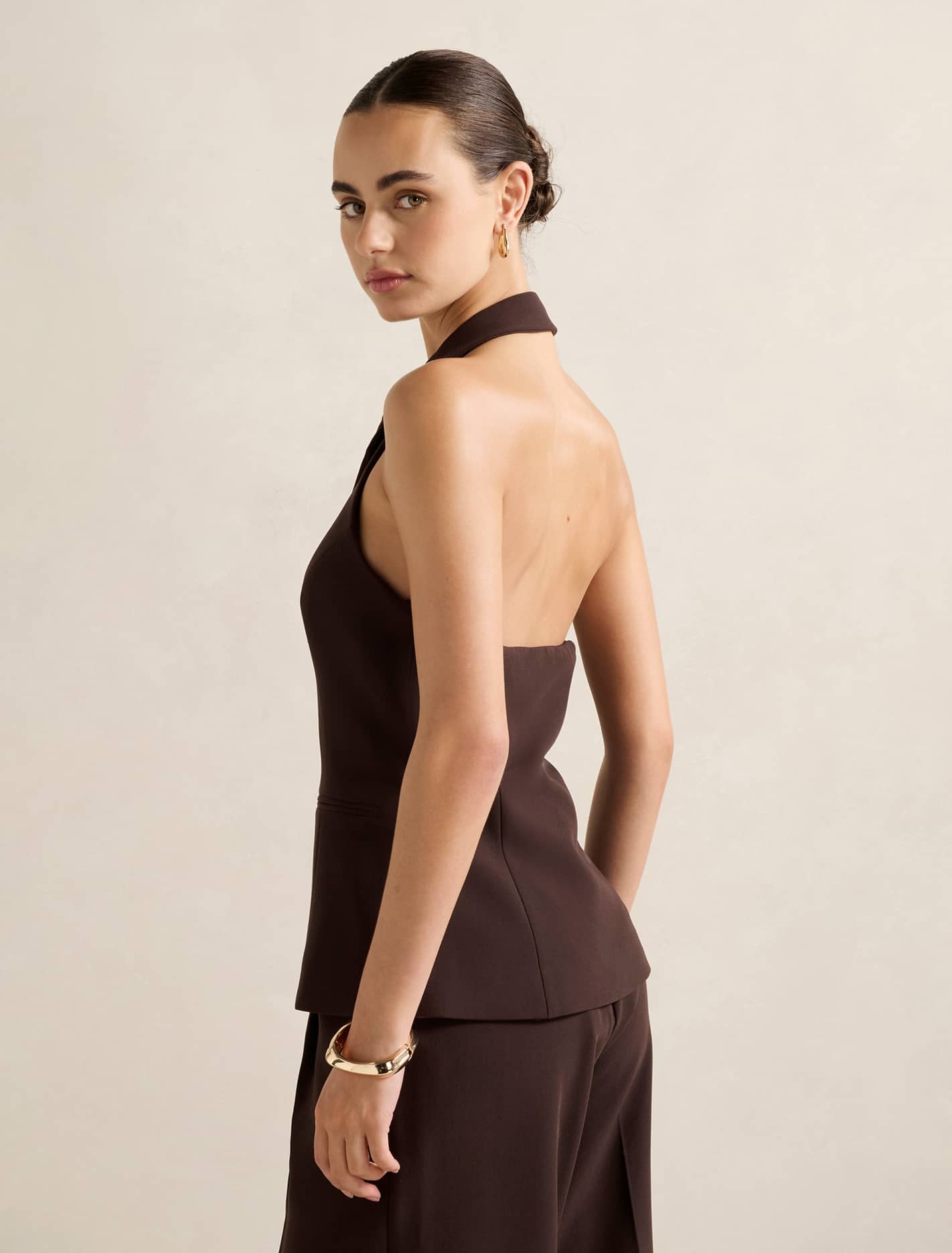Briony Halter Waistcoat Chocolate Set