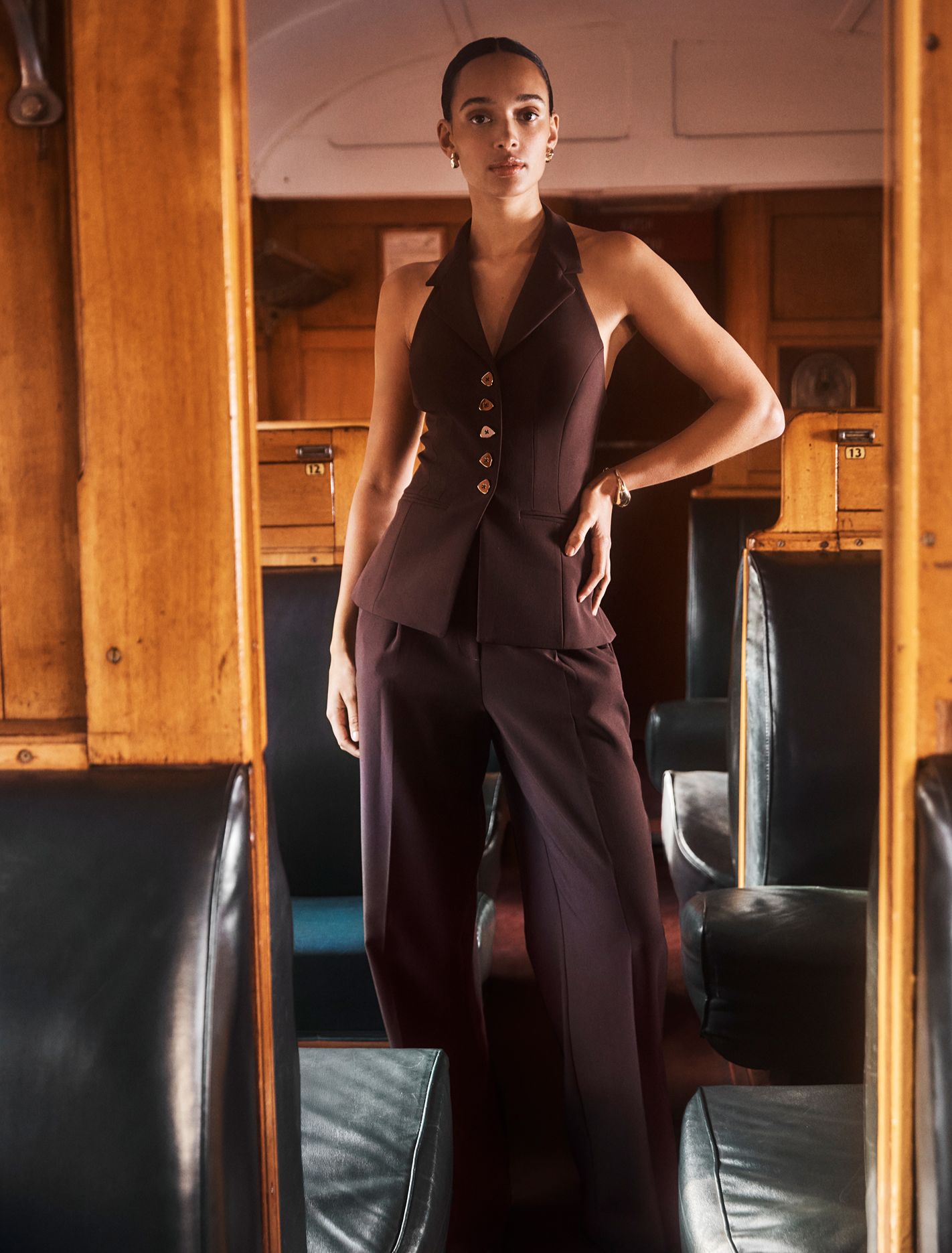 Briony Halter Waistcoat Chocolate Set
