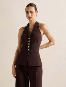 Briony Halter Waistcoat Chocolate Set