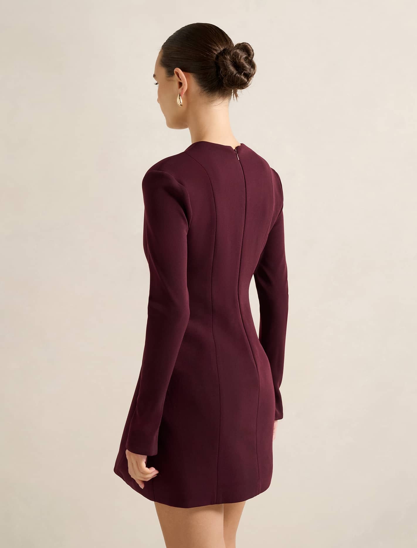 Ruby Long Sleeve Structured Mini Burgundy