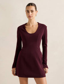 Ruby Long Sleeve Structured Mini Burgundy