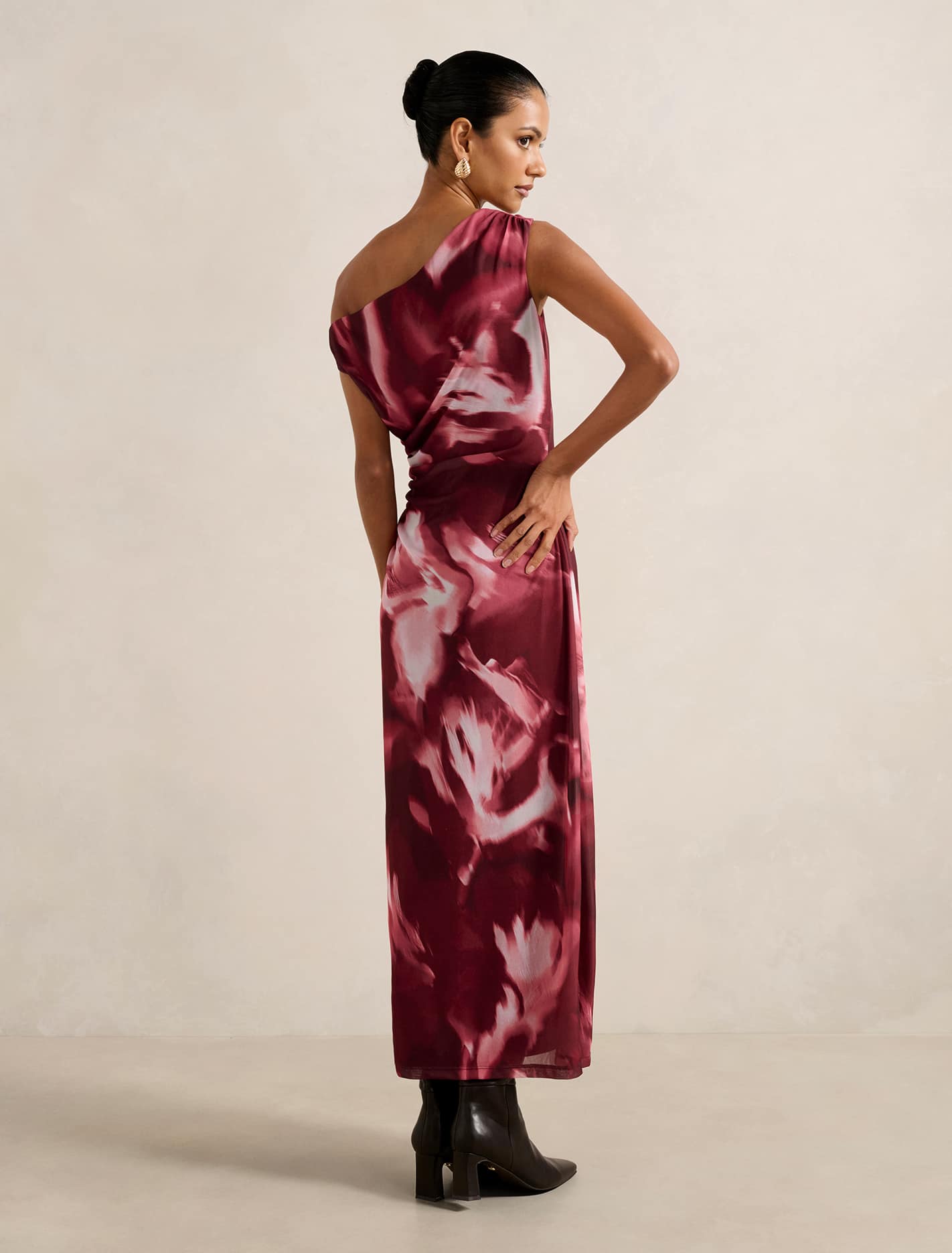 Gisella Petite Mesh Midi Dress Berry Odella Floral