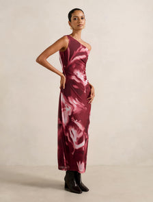 Gisella Petite Mesh Midi Dress Berry Odella Floral