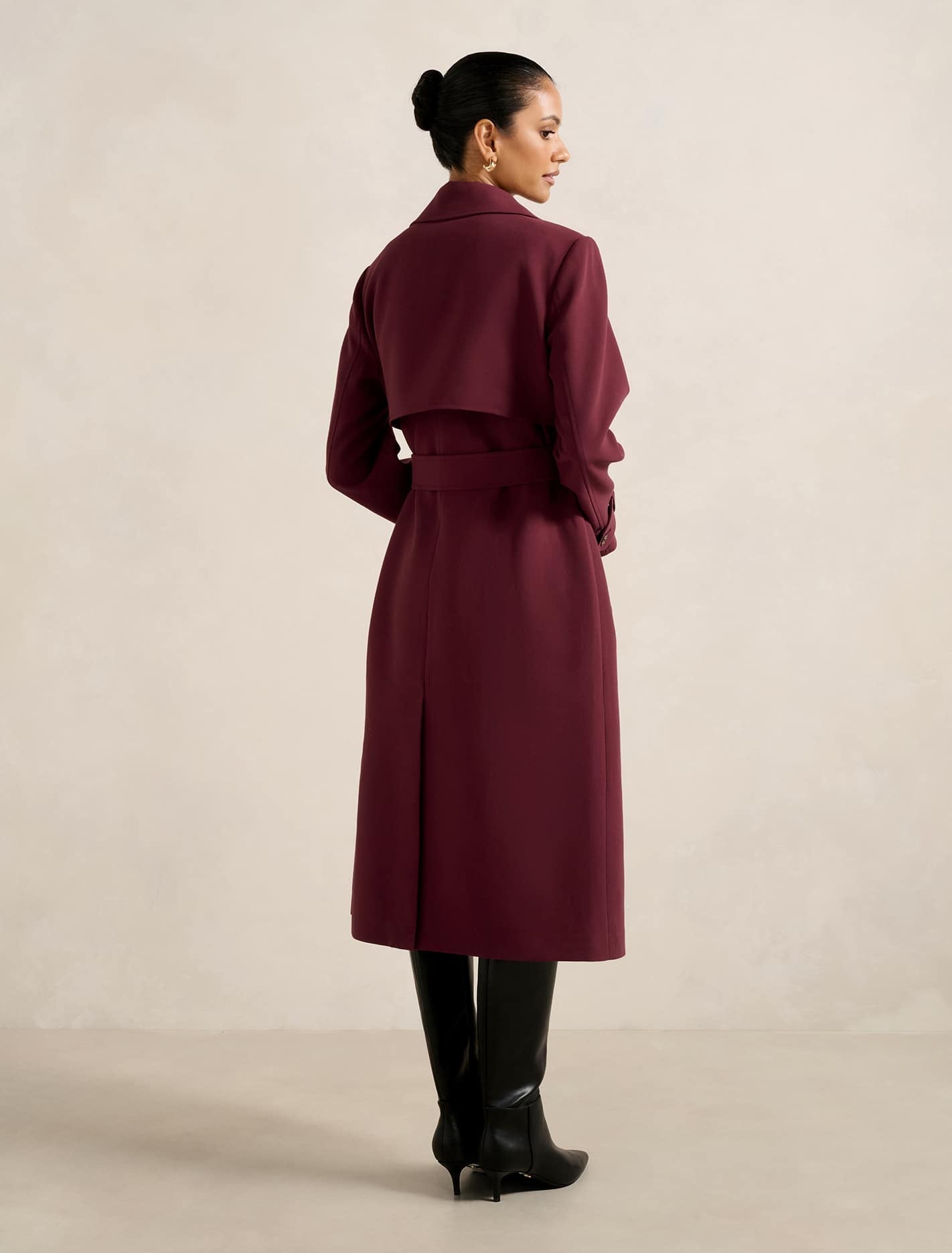 Lydia Petite Crepe Trench Shiraz