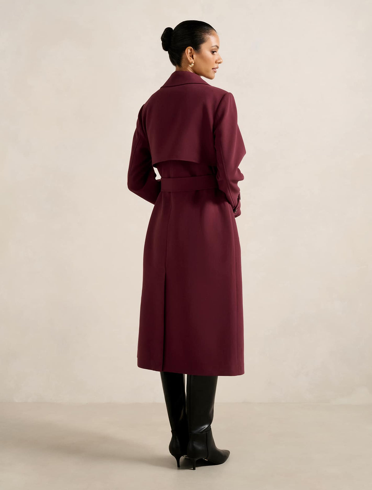 Lydia Petite Crepe Trench Shiraz