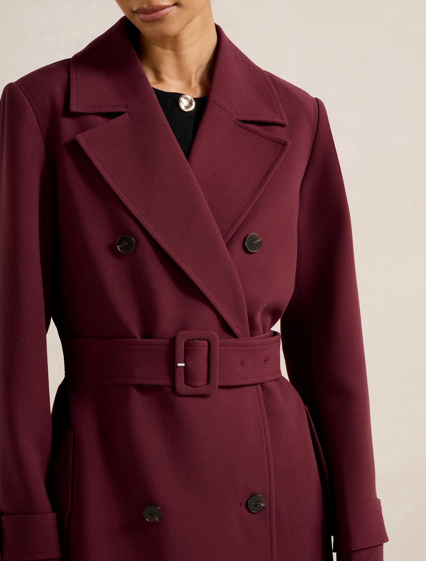 Lydia Petite Crepe Trench Shiraz