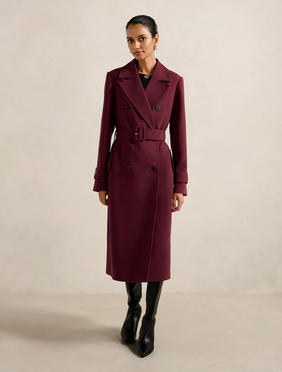 Lydia Petite Crepe Trench Shiraz