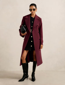 Lydia Petite Crepe Trench Shiraz