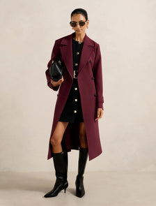 Lydia Petite Crepe Trench Shiraz