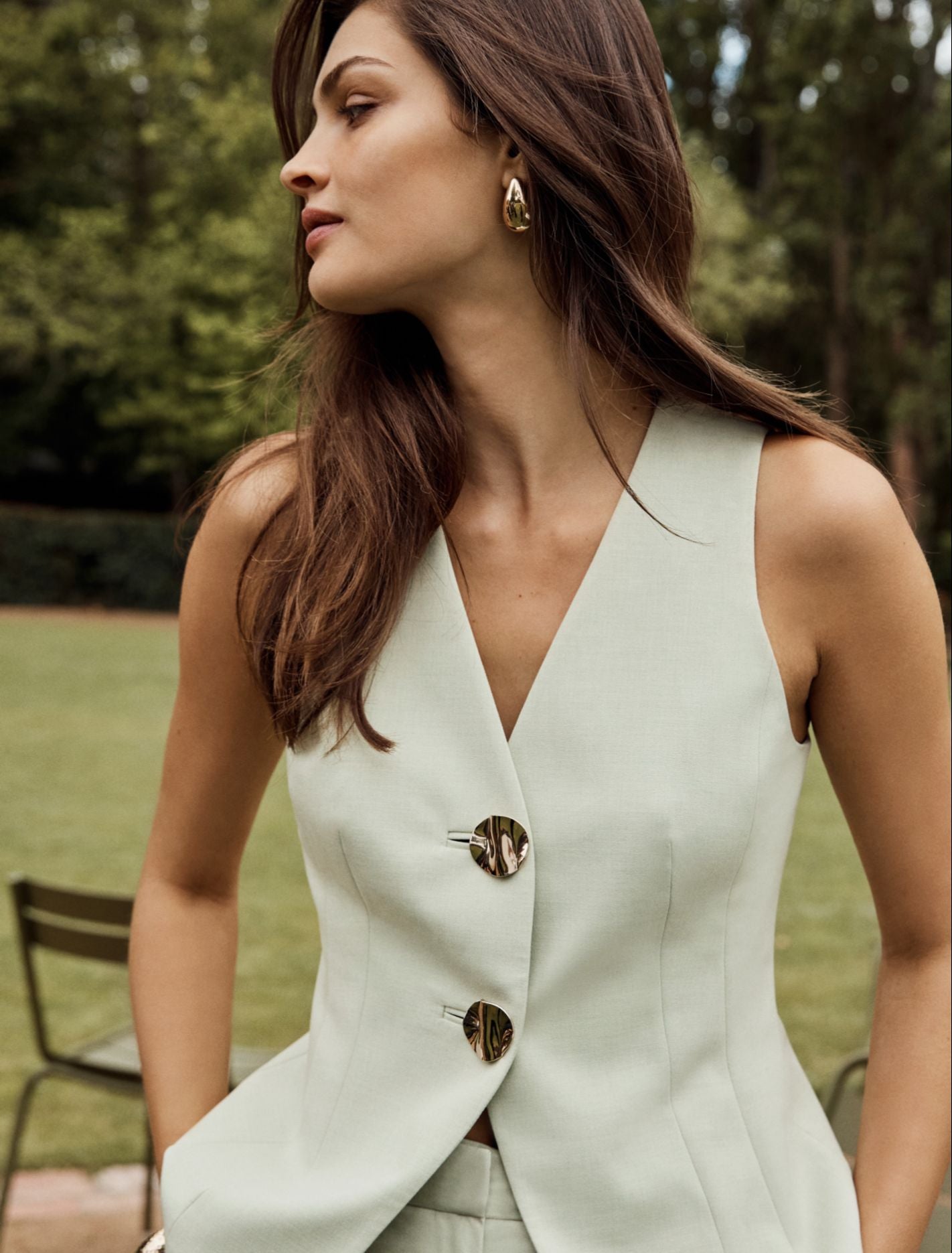 Veda Long Waistcoat Peppermint Suit