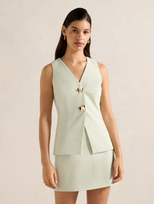 Veda Long Waistcoat Peppermint Suit