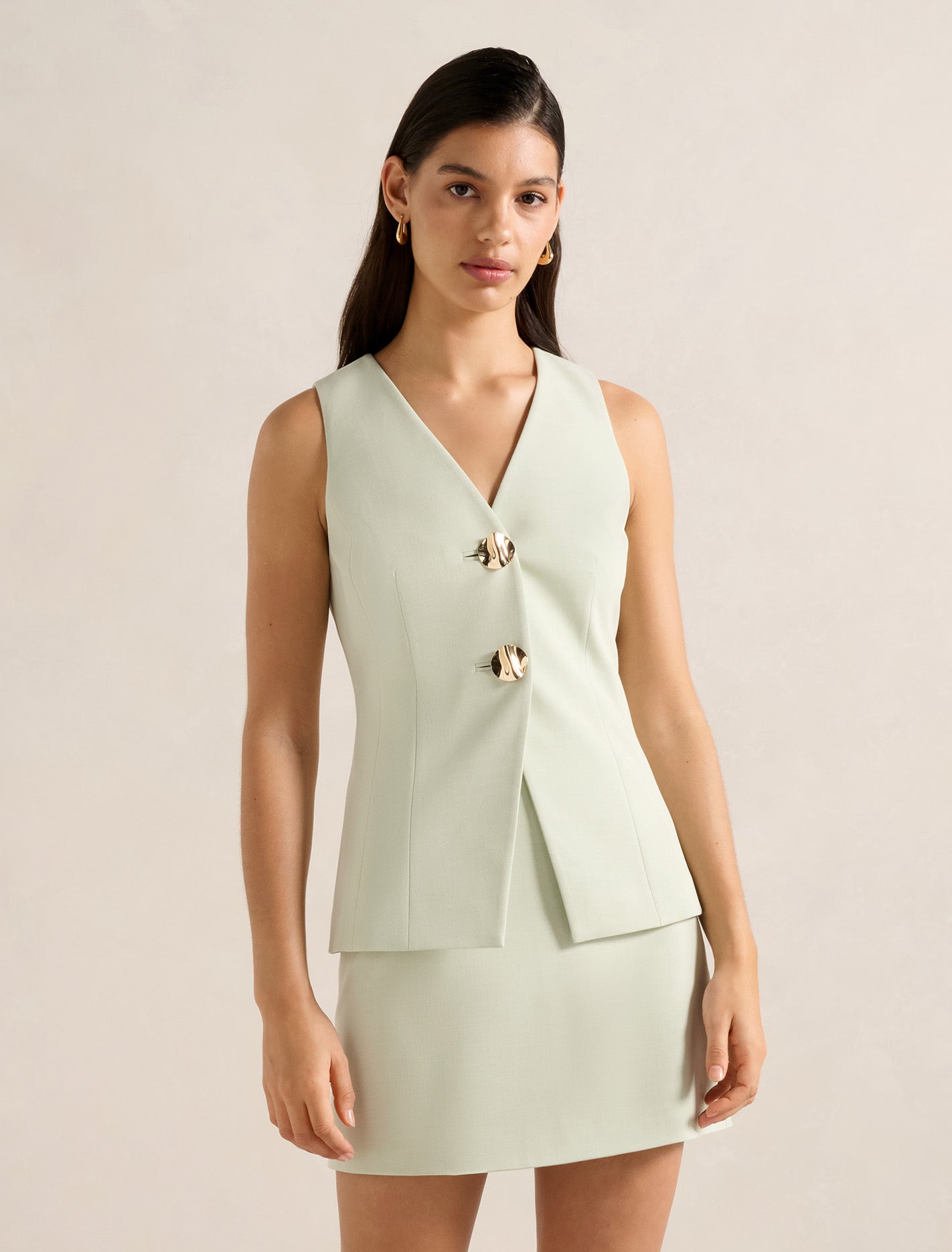 Veda Long Waistcoat Peppermint Suit