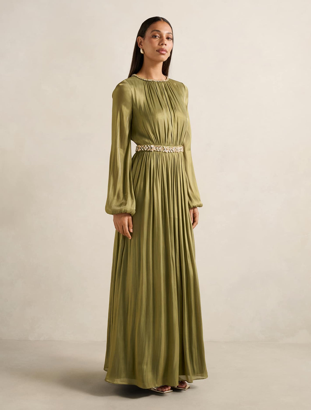 Elvia Embellished Maxi Dress Green