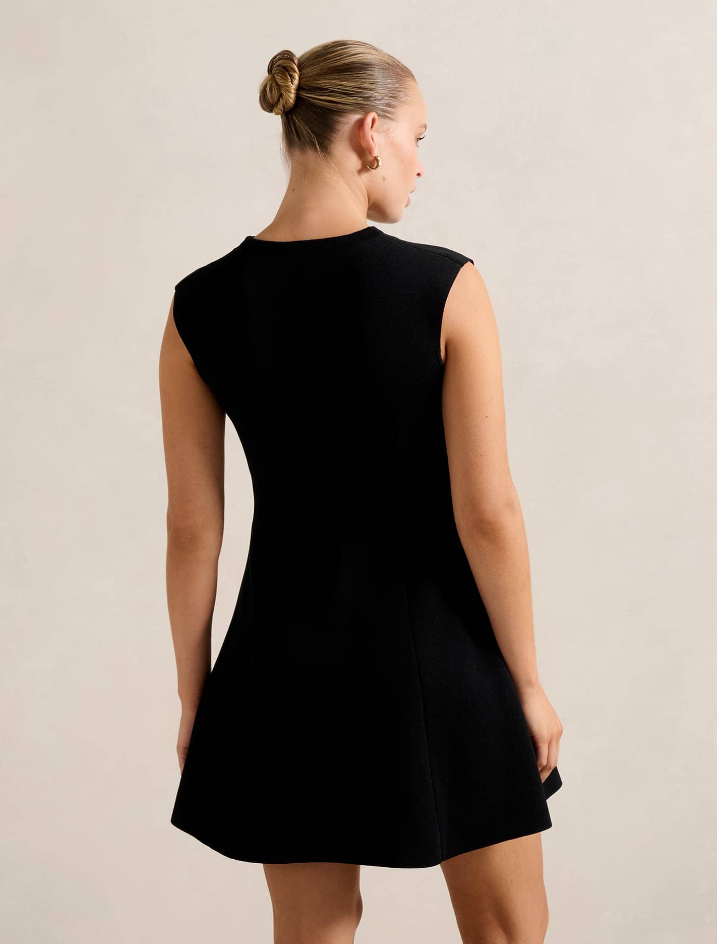 Katerina Crepe Knit Mini Dress Black