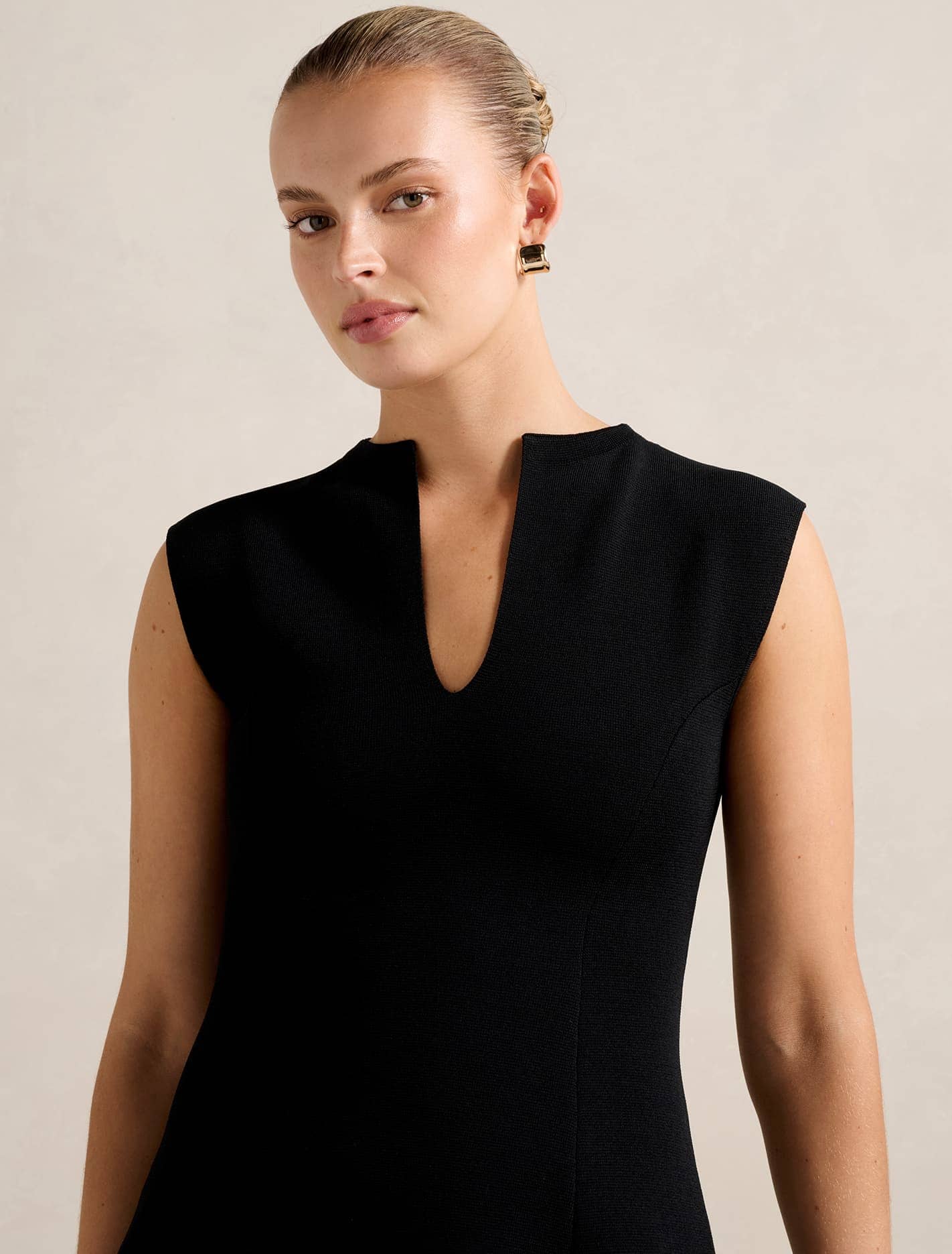 Katerina Crepe Knit Mini Dress Black