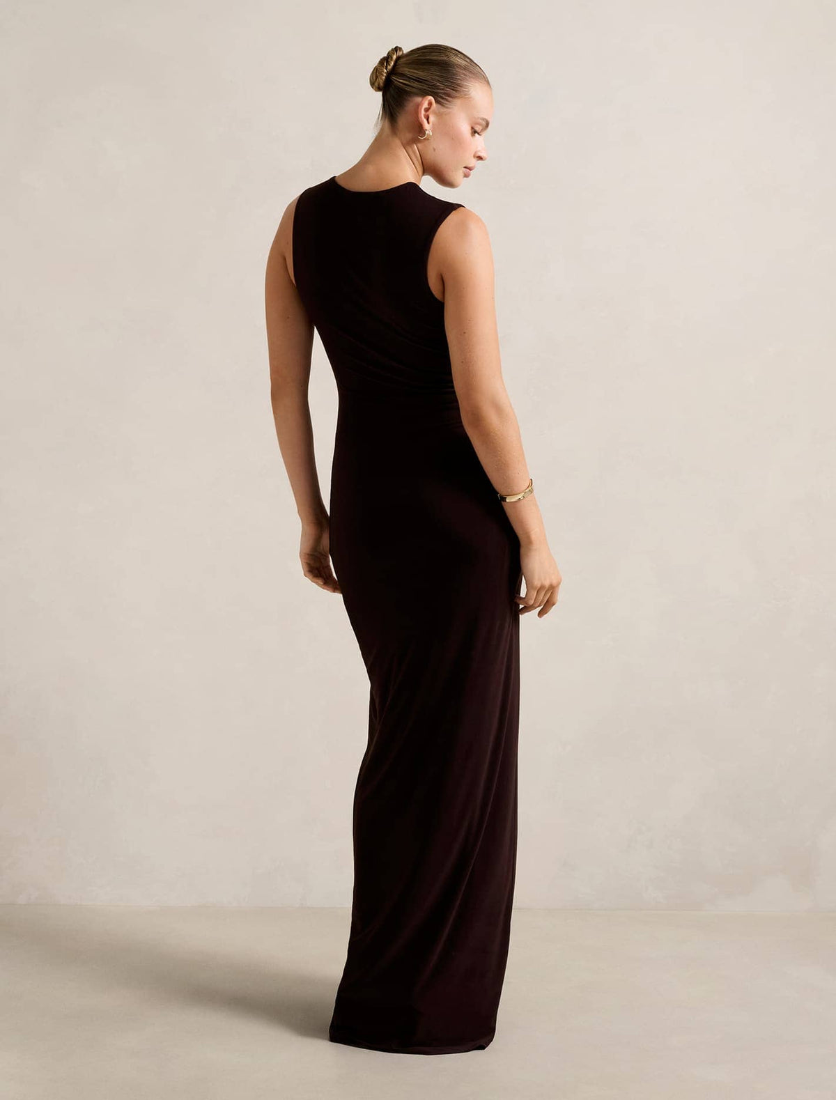 Jess Hardware Bodycon Maxi Dress Dark Chocolate